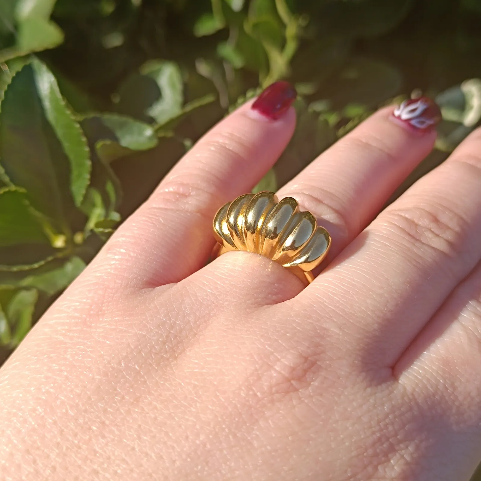 Δαχτυλίδι «Golden Dome Bold» – Πτυσσόμενο από Επιχρυσωμένο