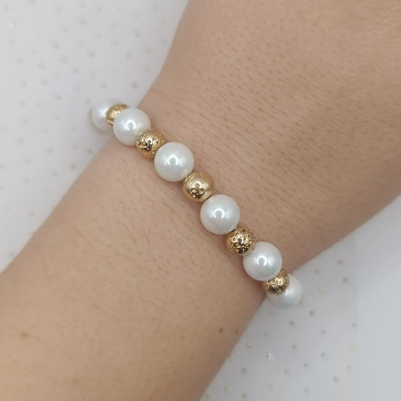 Κλασικό Βραχιόλι "Pearl & Gold Harmony"
