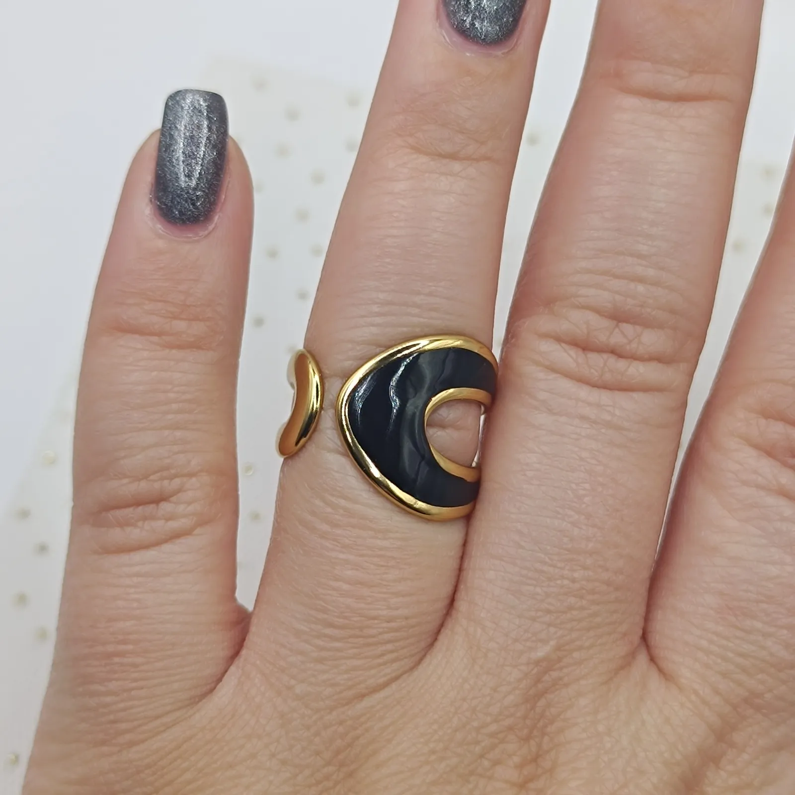 "Black Enamel & Gold"