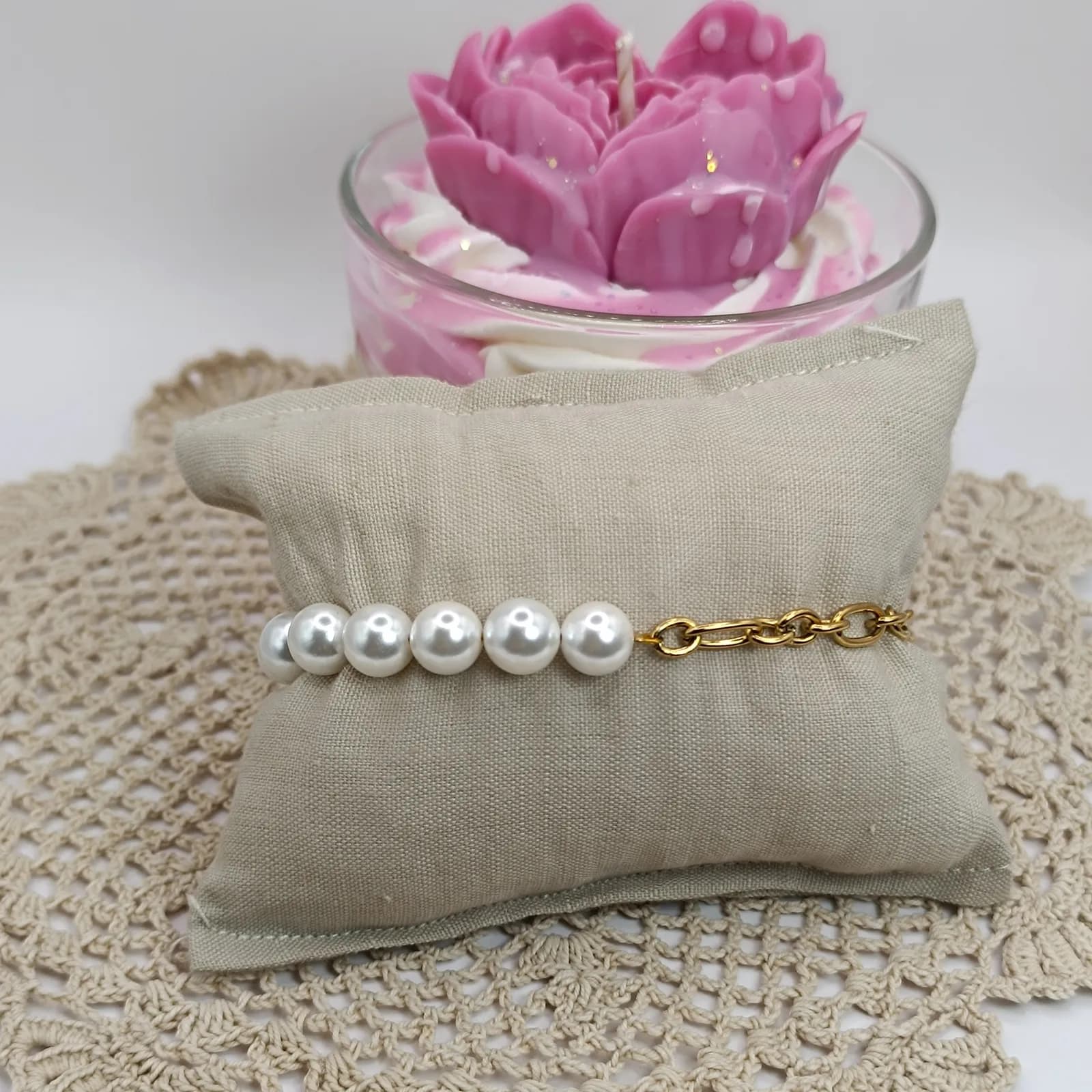 Βραχιόλι «Pearl & Chain Dual» – Επιχρυσωμένο Ατσάλι