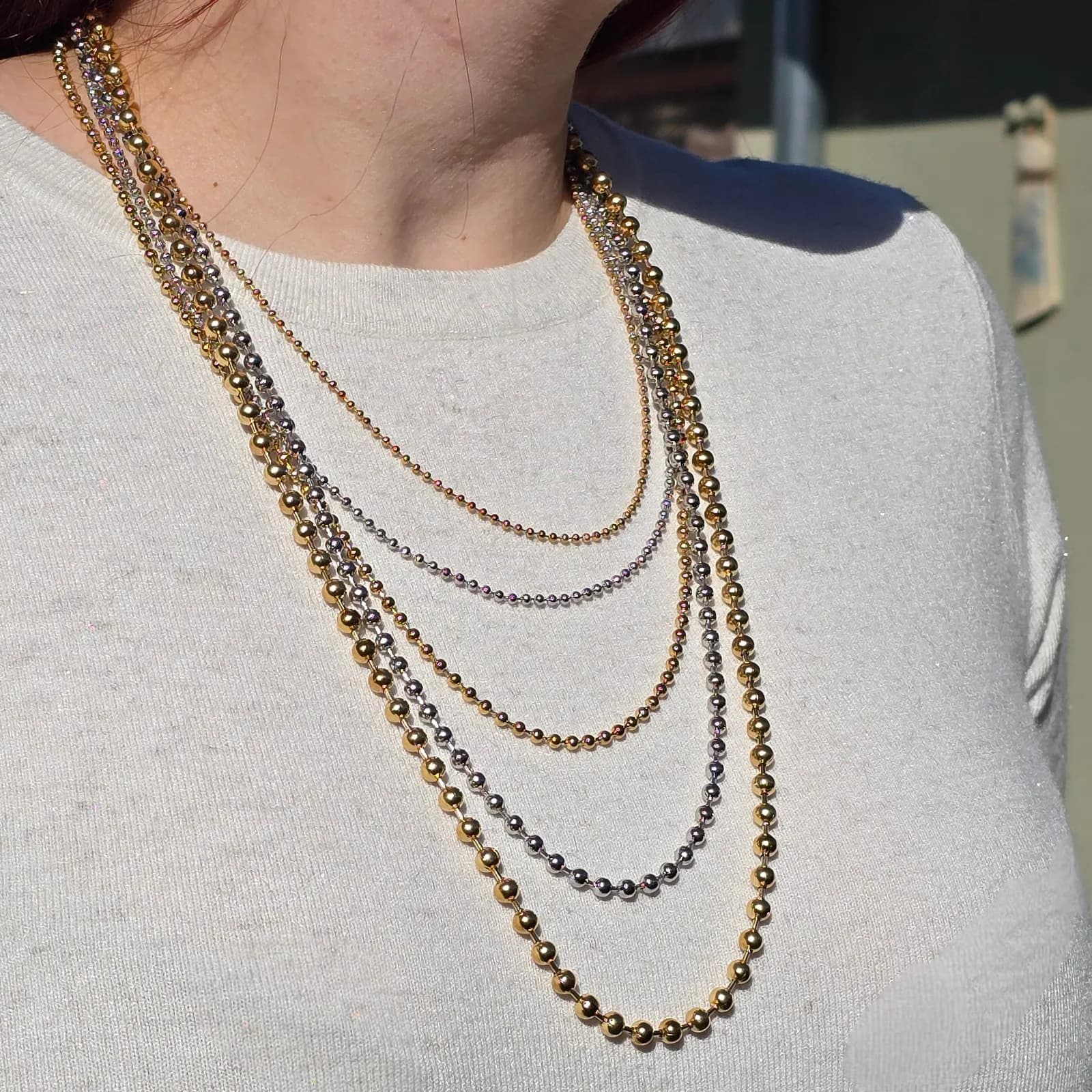 Κολιέ "Ball Chain" από Ανοξείδωτο Ατσάλι (Gold & Silver)