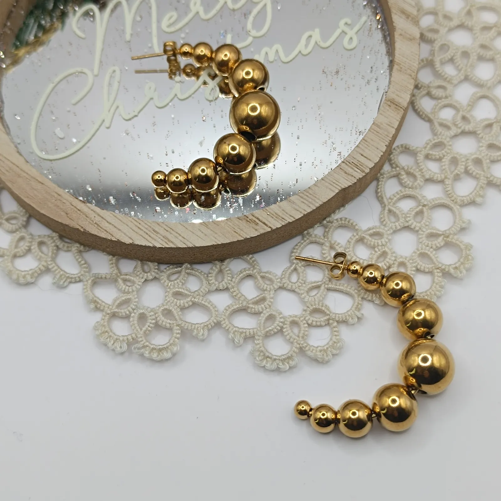 Σκουλαρίκια «Golden Sphere Crescent»